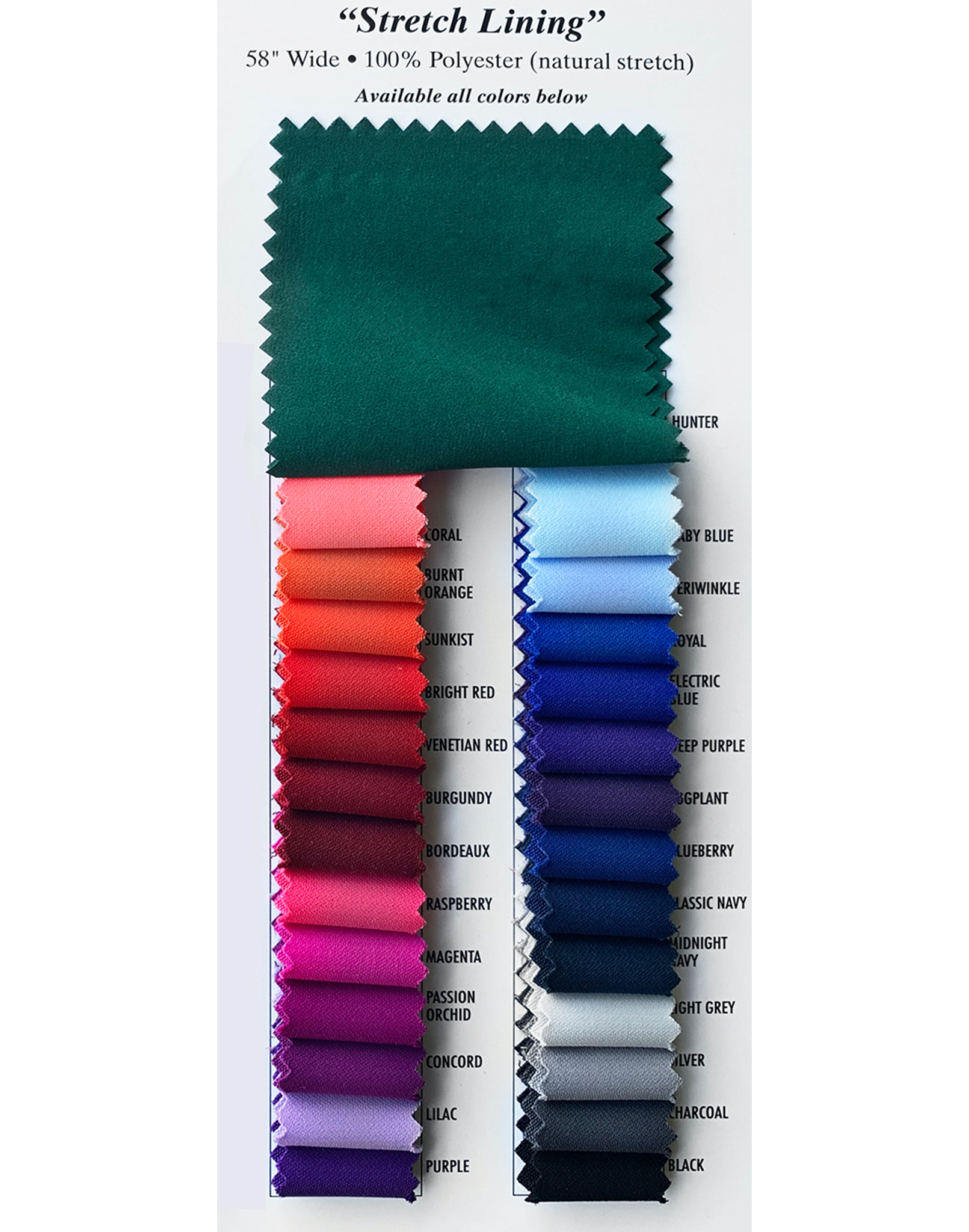 Stretch Lining (52 colors) - Fishman's Fabrics